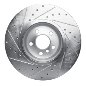 BMW 430I Gran Coupe Brake Rotor (1) - Front Right - R1 Concepts - Drilled & Slotted - Silver - `18-`25